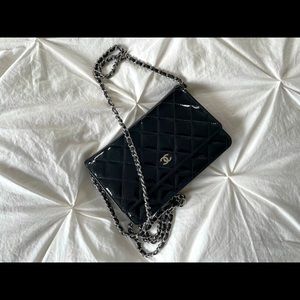 Chanel black wallet on chain